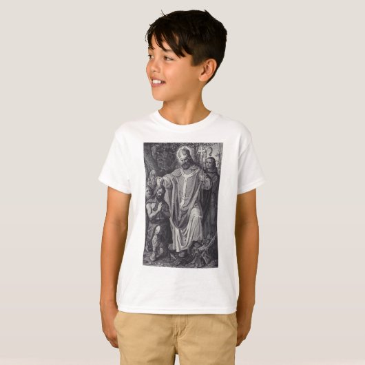 Saint Boniface Englischer Benediktinermönch T-Shirt (Vorne ganz)