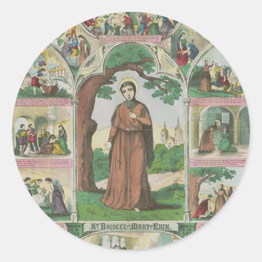Saint Brigid von Irland Runder Aufkleber (Vorderseite)