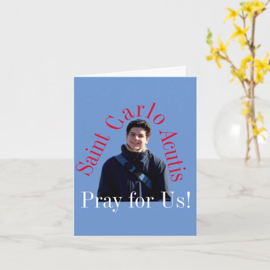 Saint Carlo Acutis Karte (Gelbe Blume)