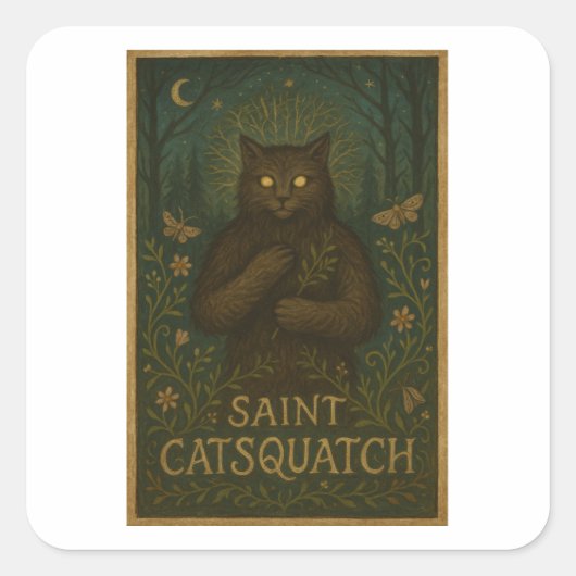 Saint Catsquatch Aufkleber WV Wald Kryptid (Vorderseite)
