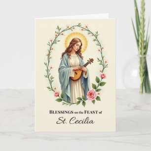 Saint Cecilia Festtag Segnung Blumenreath Karte
