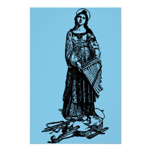 Saint Cecilia mit Geige von Raphael Poster (Vorderseite)