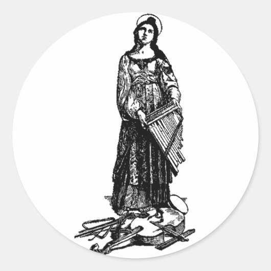 Saint Cecilia mit Geige von Raphael Runder Aufkleber (Vorderseite)