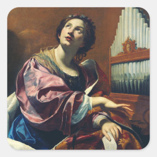Saint Cecilia Premium "Himmlisches Konzert" Kunstp Quadratischer Aufkleber