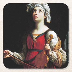 Saint Cecilia (St. Cecilia), Guido Reni Rechteckiger Pappuntersetzer