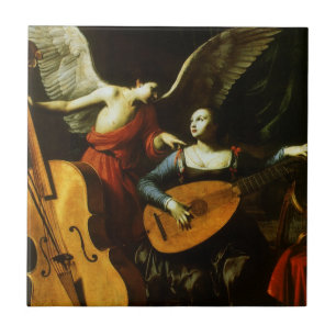 Saint Cecilia und Angel von Carlo Saraceni Fliese