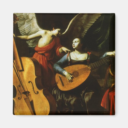 Saint Cecilia und Angel von Carlo Saraceni Magnet (Vorne)