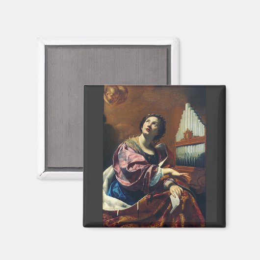Saint Cecilia von Simon Vouet Magnet (Vorderseite/Rückseite)