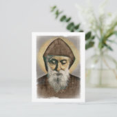 Saint Charbel Portrait Postkarte (Stehend Vorderseite)