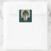 Saint Charbel Portrait Quadratischer Aufkleber (Tasche)