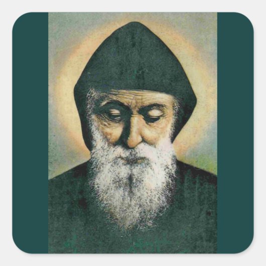Saint Charbel Portrait Quadratischer Aufkleber (Vorderseite)
