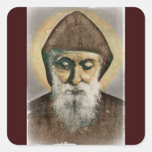 Saint Charbel Portrait Quadratischer Aufkleber