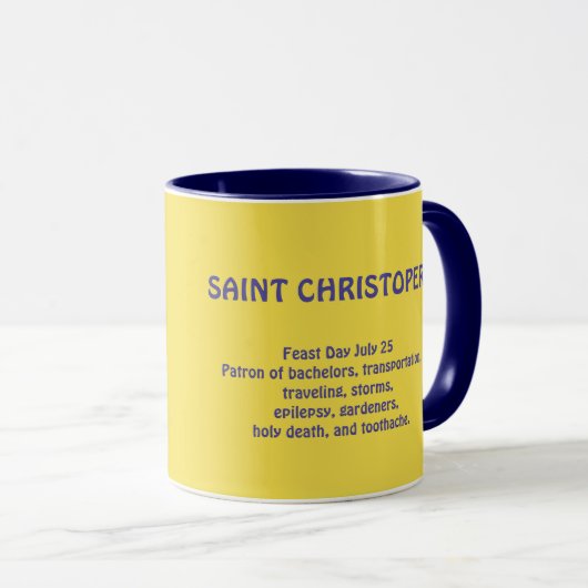 Saint Christopher Blue Tile Coffee Tasse (VorderseiteRechts)