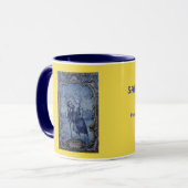 Saint Christopher Blue Tile Coffee Tasse (Vorderseite Links)