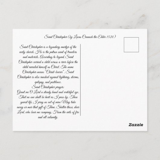 Saint Christopher mit dem Säugling Christus Postkarte (Rückseite)