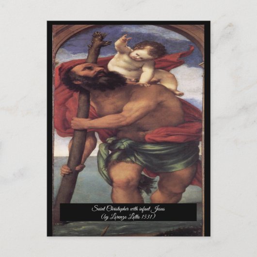 Saint Christopher mit dem Säugling Christus Postkarte (Vorderseite)
