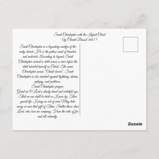 Saint Christopher mit dem Säugling Christus Postkarte (Rückseite)