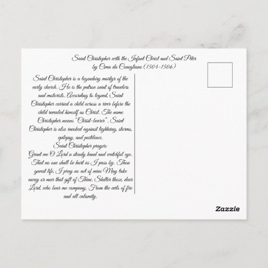 Saint Christopher mit dem Säugling Christus Postkarte (Rückseite)