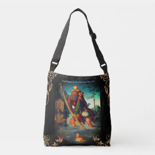 Saint Christopher mit dem Säugling Christus Tragetaschen Mit Langen Trägern