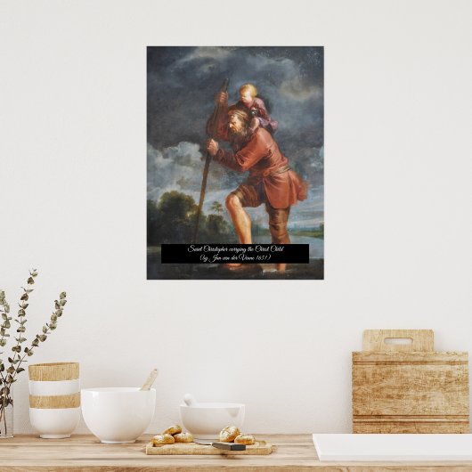 Saint Christopher mit Säugling Christ Poster (Küche)