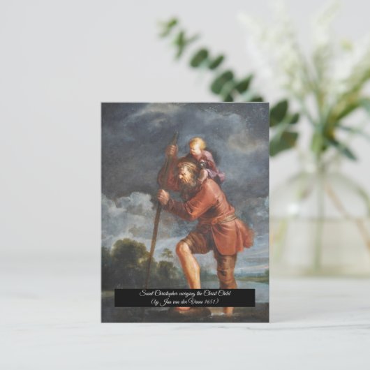 Saint Christopher mit Säugling Christ Postkarte (Stehend Vorderseite)