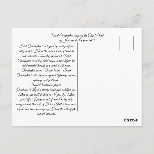 Saint Christopher mit Säugling Christ Postkarte (Rückseite)