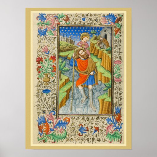 Saint Christopher Mittelalterliche Beleuchtung Poster (Vorne)