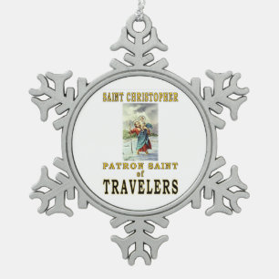 SAINT CHRISTOPHER SCHNEEFLOCKEN Zinn-Ornament