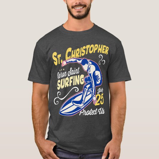 Saint Christopher Surf Schutzheilige des Surfens T-Shirt (Vorderseite)