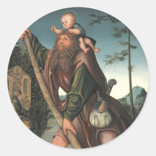 Saint Christopher von Hieronymus Bosch Runder Aufkleber