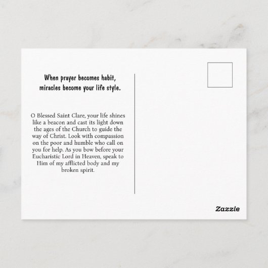 Saint Clare Assisi Postkarte (Rückseite)