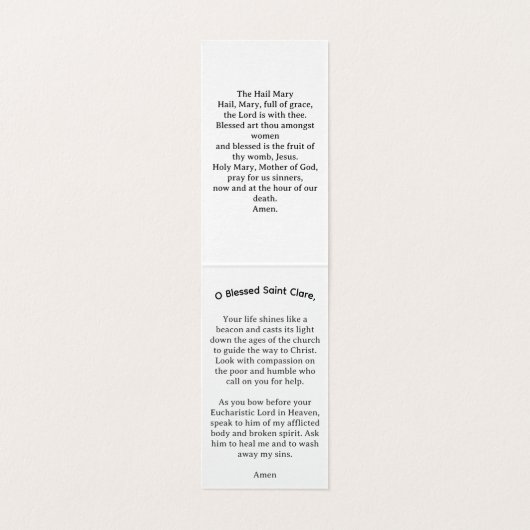 Saint Clare of Assisi Prayer Card (Innenseite Aufgefaltet)