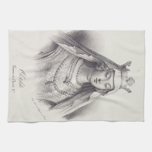 Saint Clotilde zweite Ehefrau von Clovis Geschirrtuch (Horizontal)