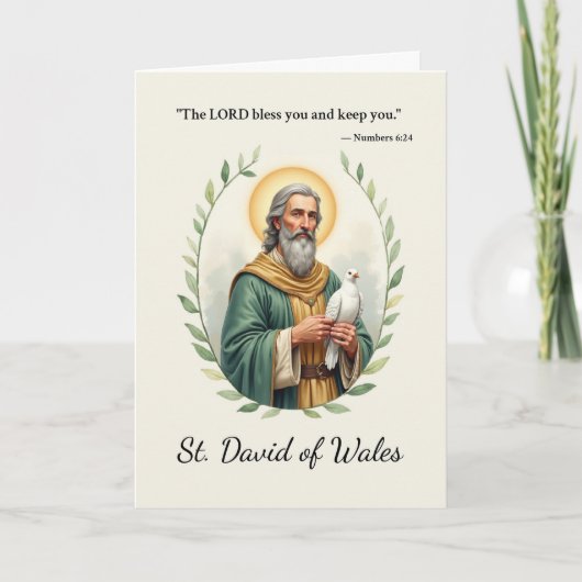 Saint David von Wales Gods Frieden mit der Schrift Karte (Vorderseite)