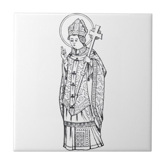 Saint Deiniol Abbot und Bischof Fliese (Vorderseite)
