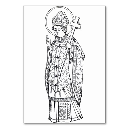 Saint Deiniol Abbot und Bischof Tischnummer (Vorderseite)
