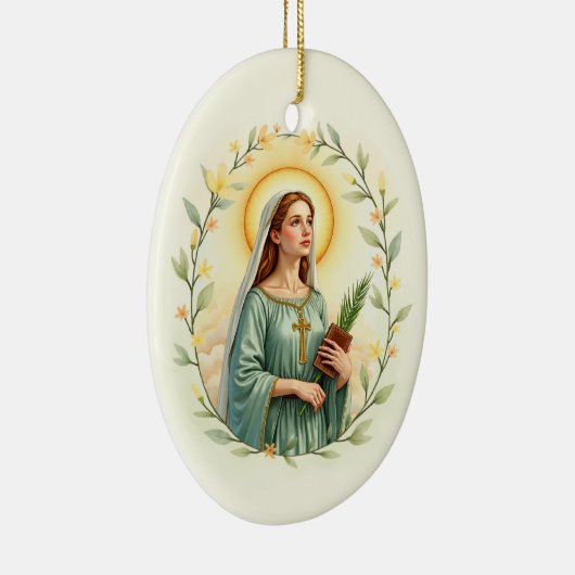 Saint Dymphna Katholische Devovise Keramik Ornament (Rechts)