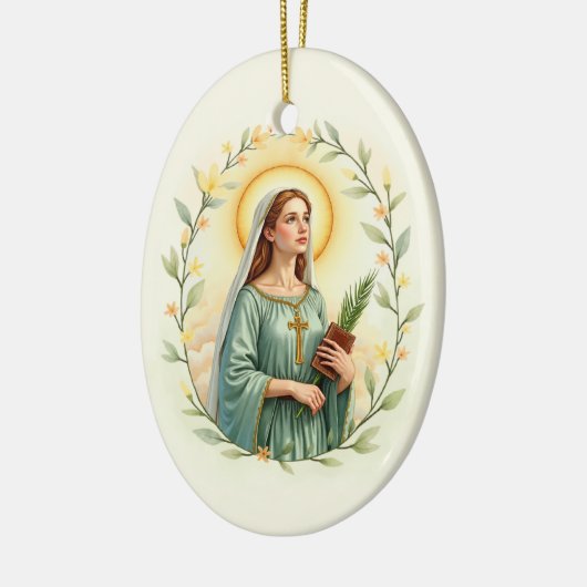 Saint Dymphna Katholische Devovise Keramik Ornament (Links)