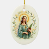 Saint Dymphna Katholische Devovise Keramik Ornament (Vorne)