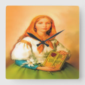 Saint Dymphna Quadratische Wanduhr (Vorderseite)