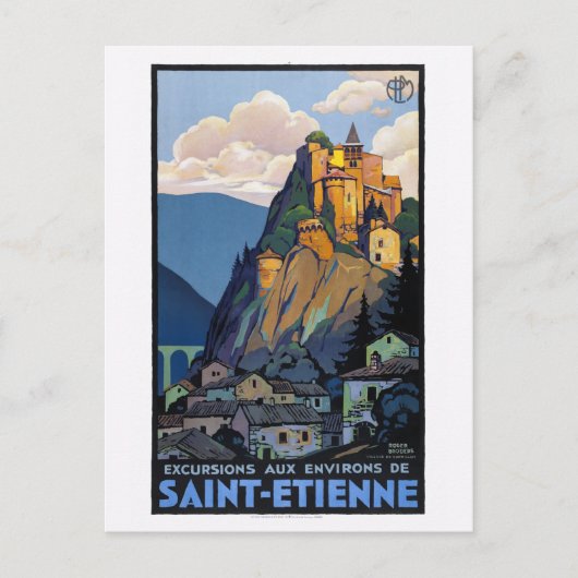 Saint-Etienne France 1930s Vintage Travel Poster Postkarte (Vorderseite)