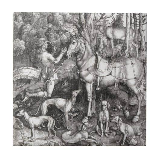 Saint Eustace Gravur von Albrecht Durer Fliese (Vorderseite)