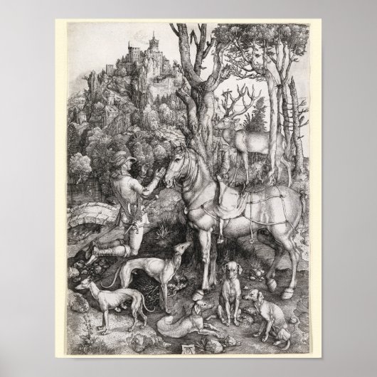 Saint Eustace Gravur von Albrecht Durer Poster (Vorne)