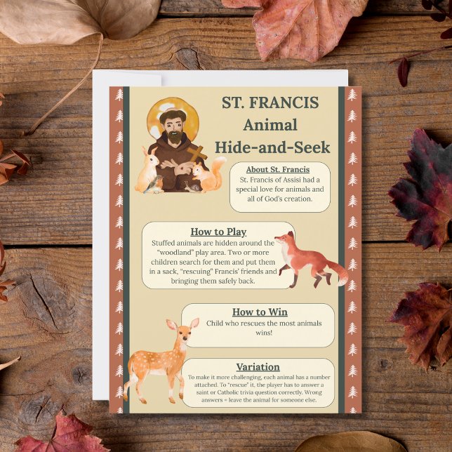 Saint Francis Animal Hide and Seek Game Sign (Von Creator hochgeladen)