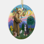 Saint Francis - Bernese Mountain Dog Keramik Ornament (Rechts)