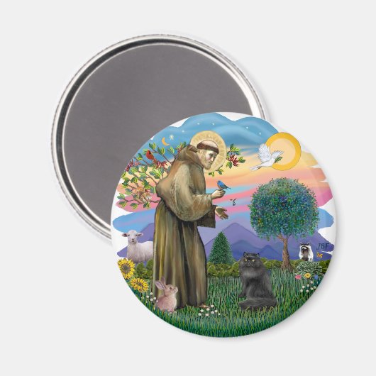Saint Francis - Black Persian Cat Magnet (Vorderseite/Rückseite)