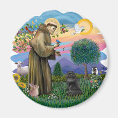 Saint Francis - Black Persian Cat Magnet (Vorne)