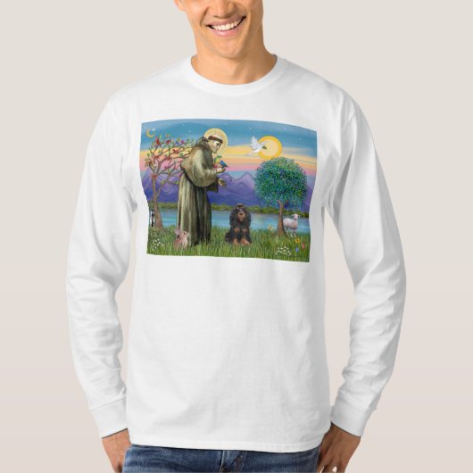Saint Francis & Black-Tan Cocker Spaniel T-Shirt (Vorderseite)