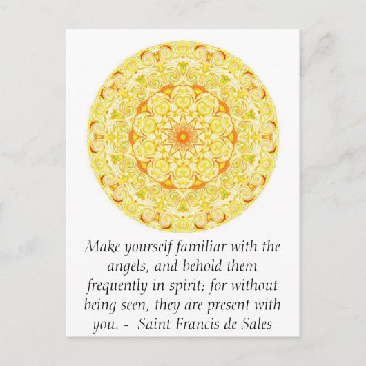 Saint Francis de Sales QUOTE über Engel Postkarte (Vorderseite)