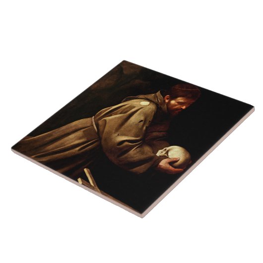 Saint Francis im Gebet (Christlich) (Caravaggio) Fliese (Seite)
